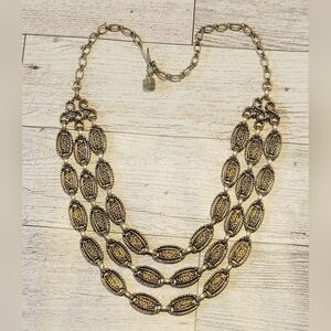 SARAH COVENTRY Desert Flowers Triple-strand Bib Necklace Vintage 1960's